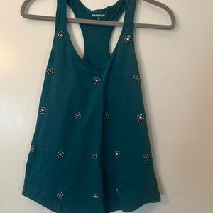 Express Blue Embellished Sleeveless Tank Top